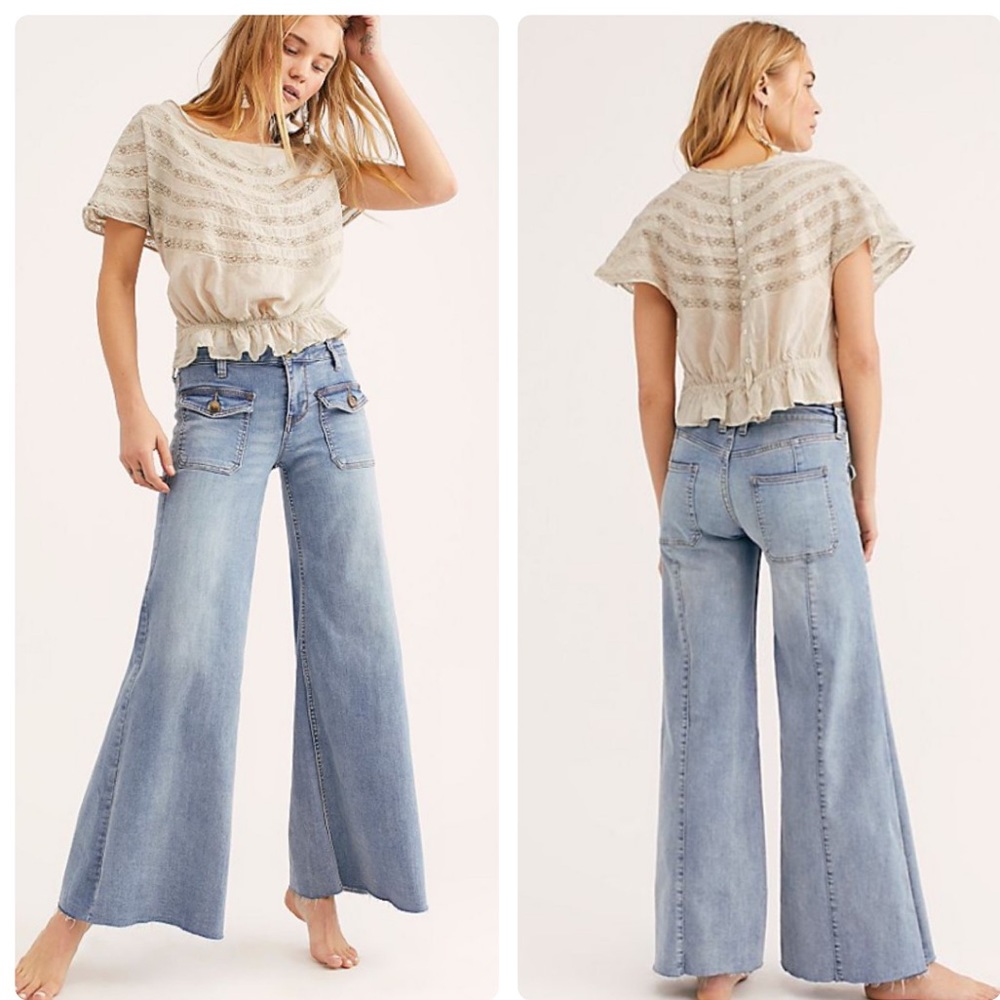 Free People Hailey Low-Rise Bell Bottom Jeans